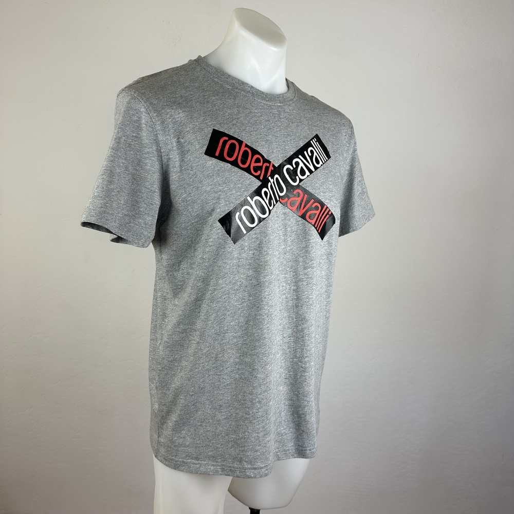 NWT Roberto Cavalli Railroad Crossing Logo Graphic Tee Size Large - Picture 3 of 8